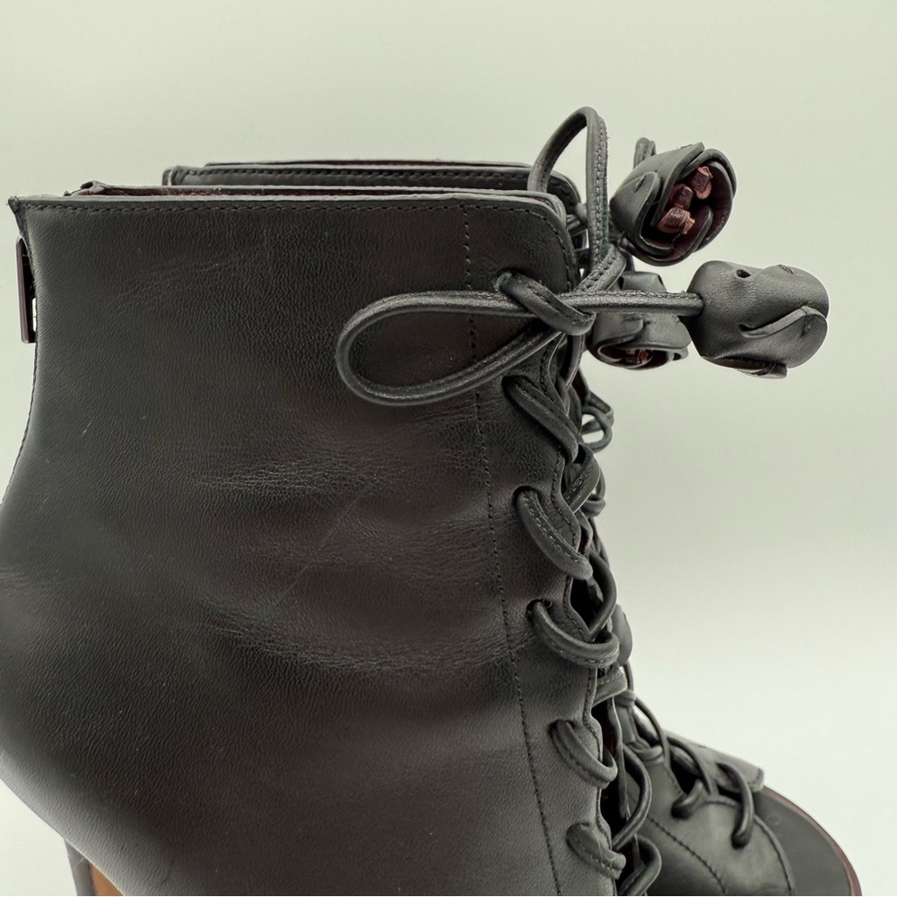 Coach Lena Black Lace-Up Peep-Toe Ankle Booties With Stiletto Heel Size 6B - Picture 16 of 16